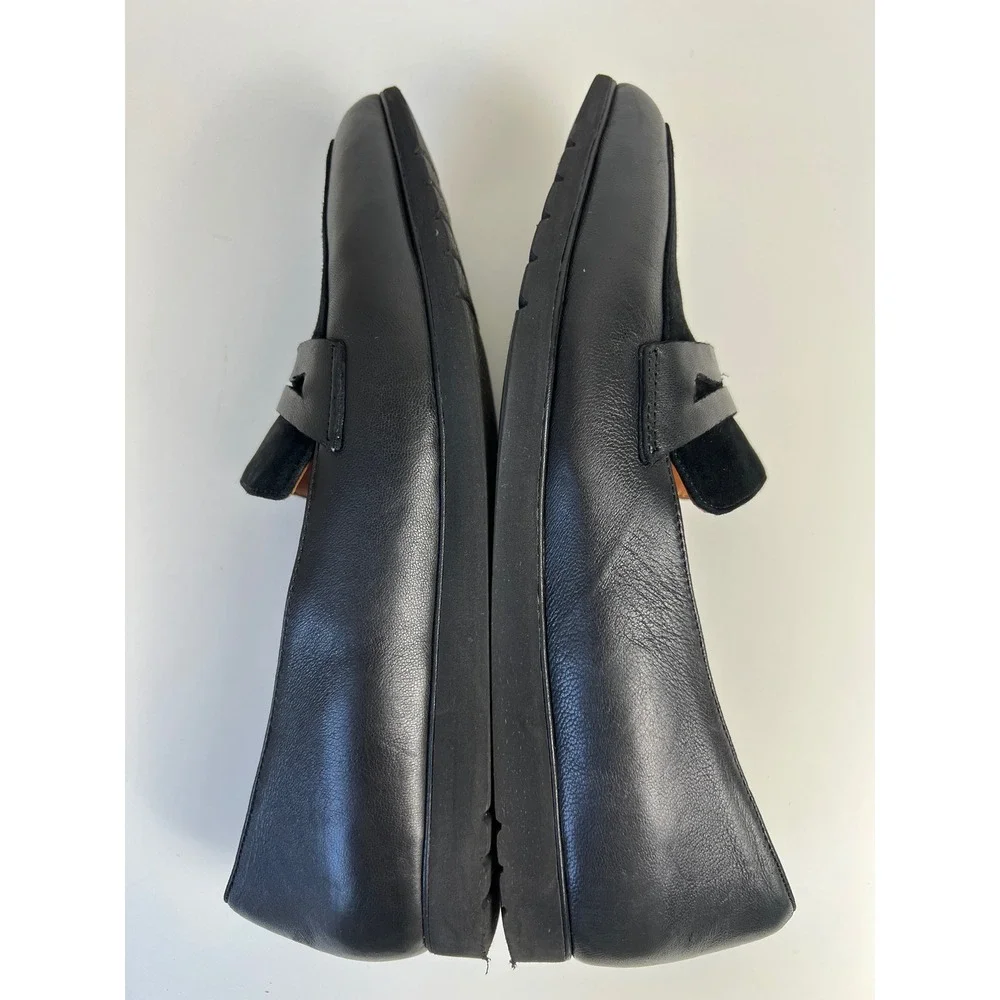 L'Amour Des Pieds Miamore Black Leather Suede Penny Loafers US 9M Comfort Preppy